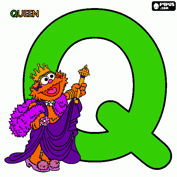 Q is for Queen coloring page