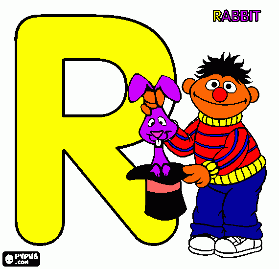 R is for Rabbit coloring page