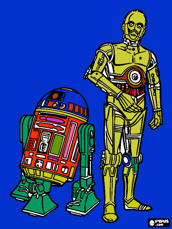 R2D2 and C3PO coloring page