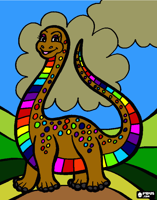 rainbow dinosaur coloring page