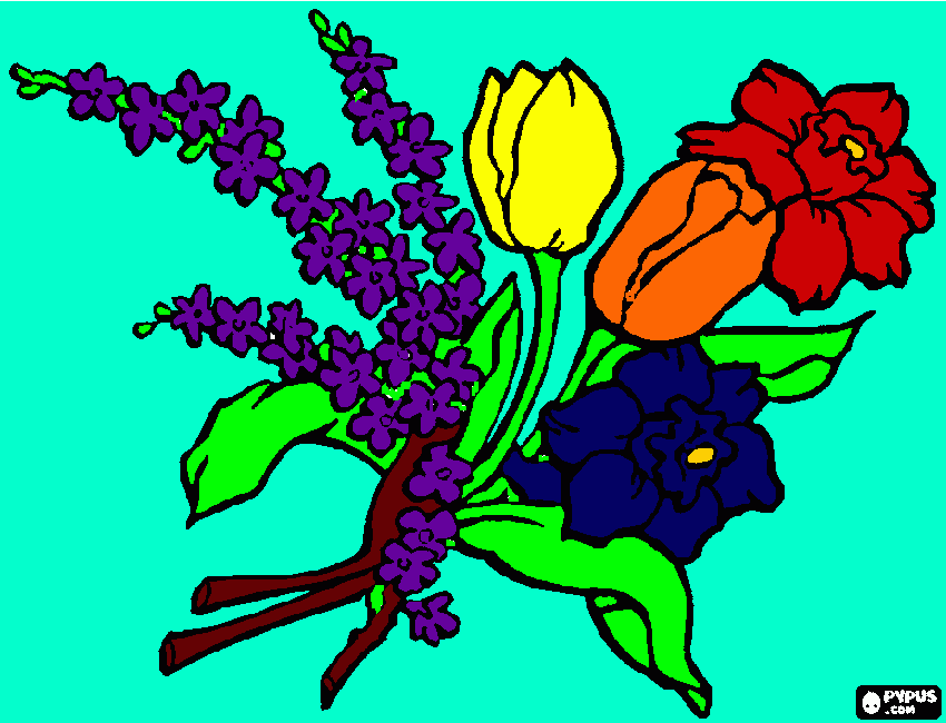 rainbow flowers coloring page