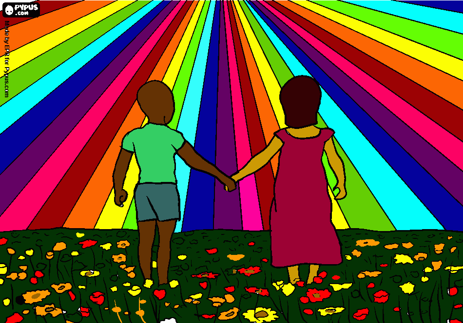 rainbow sky coloring page