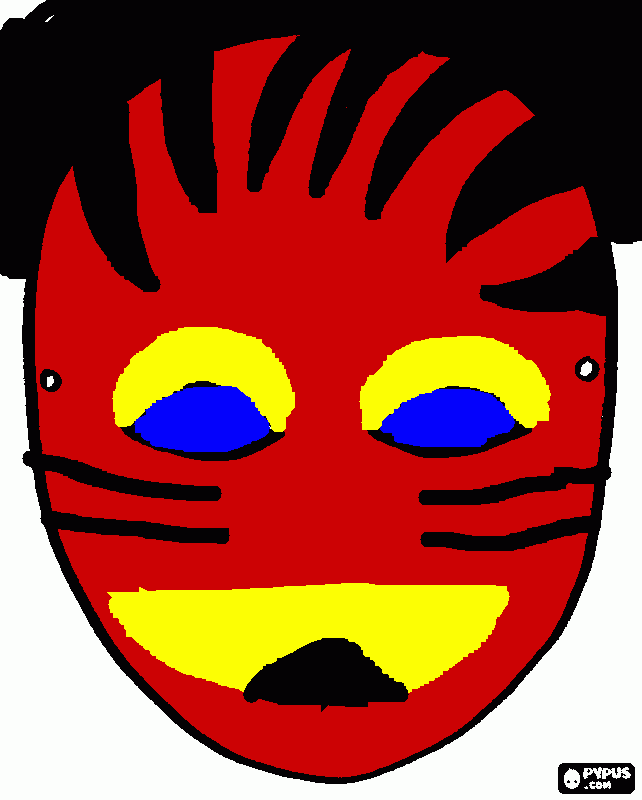 red mask coloring page