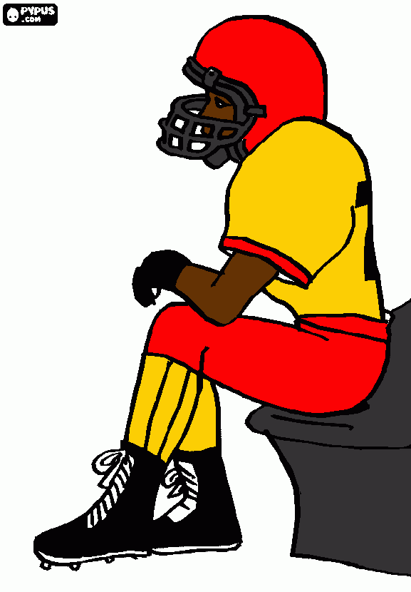 Resting football player coloring page