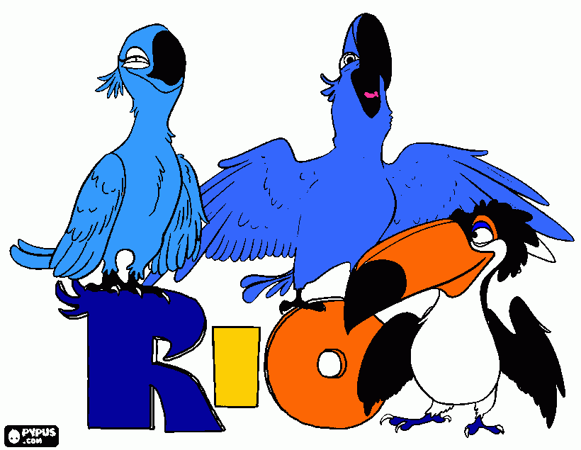Rio - Blu and Jewel coloring page