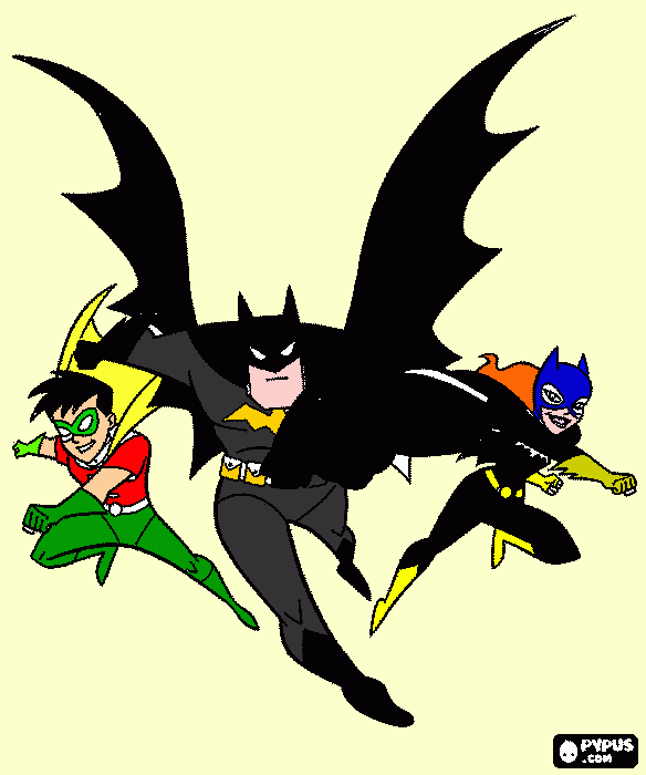 robin , batman y batichica coloring page