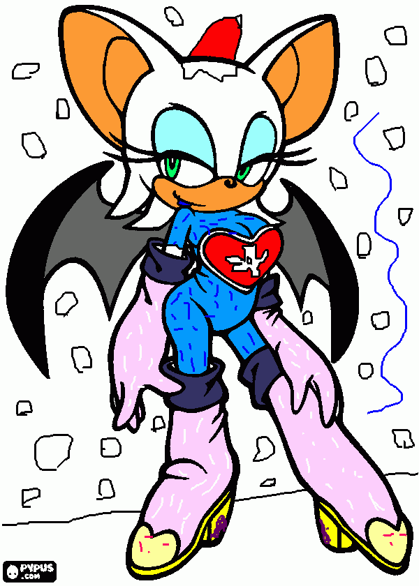 rouge the bat téli dizájn coloring page