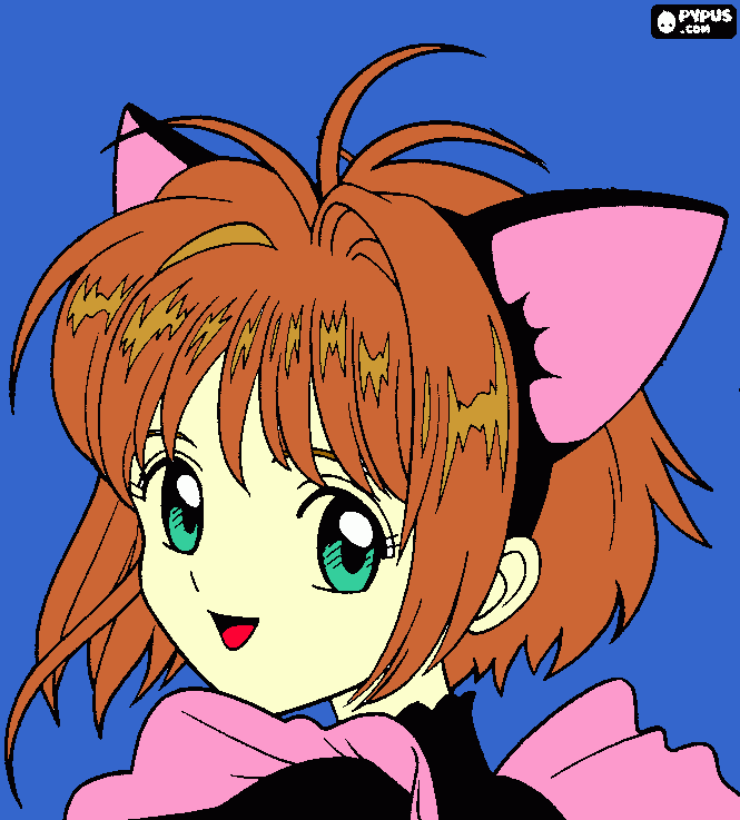 sakura cat 4 u  coloring page