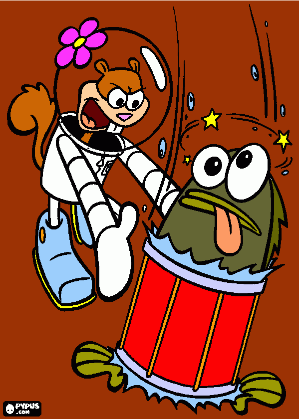 Sandy Cheeks strikes again! coloring page