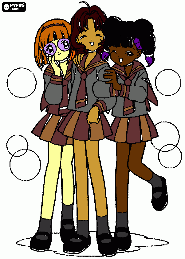 school girl in uniform coloring page