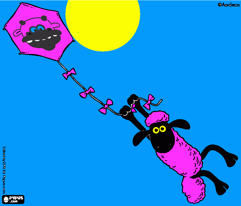 shaun flying a kite!!! coloring page