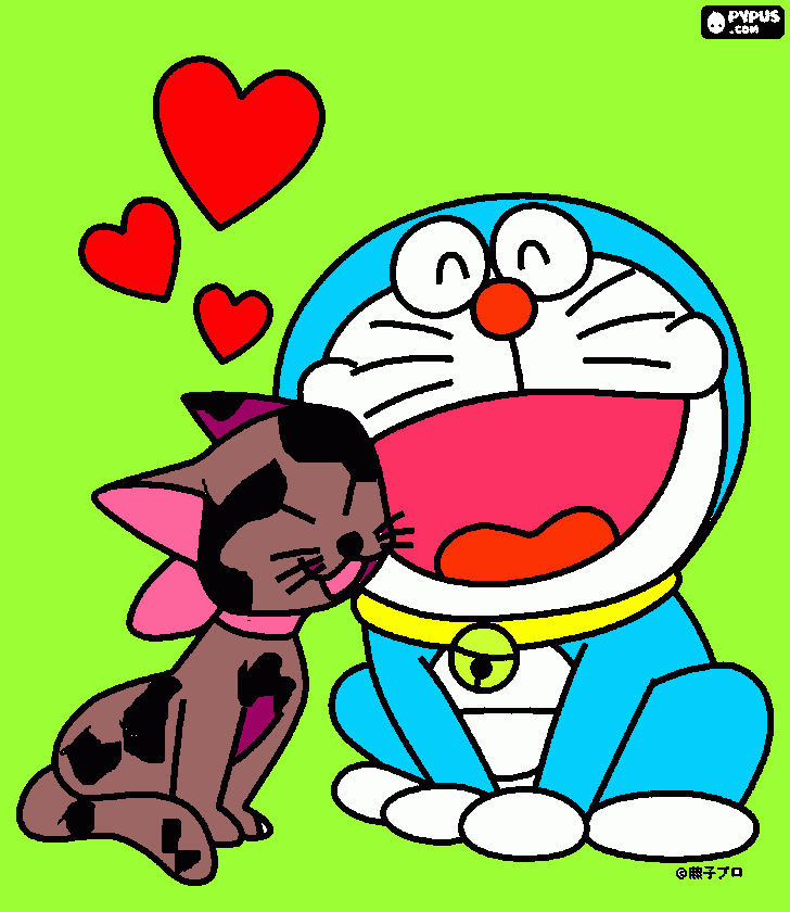 short legs and hands face shoooooo sweet I LUV YOU DORAEMON coloring page