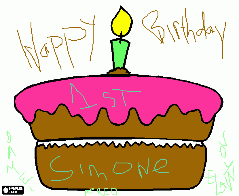 Simone's First Birthday Card coloring page