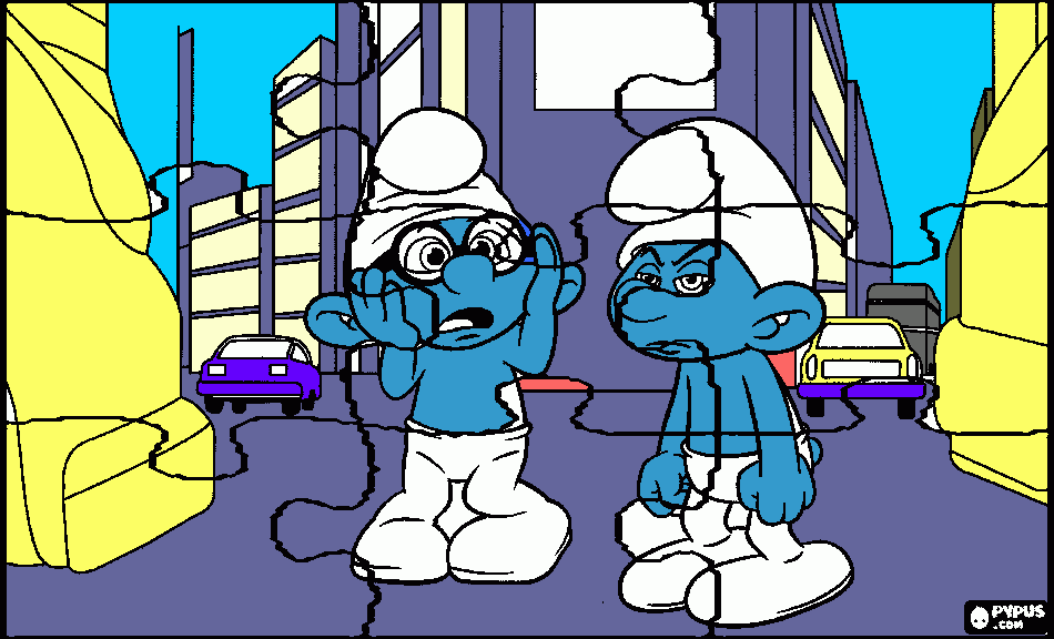 smurfs puzzle coloring page