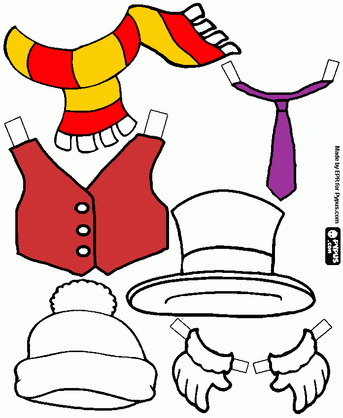 snowman clothes coloring page