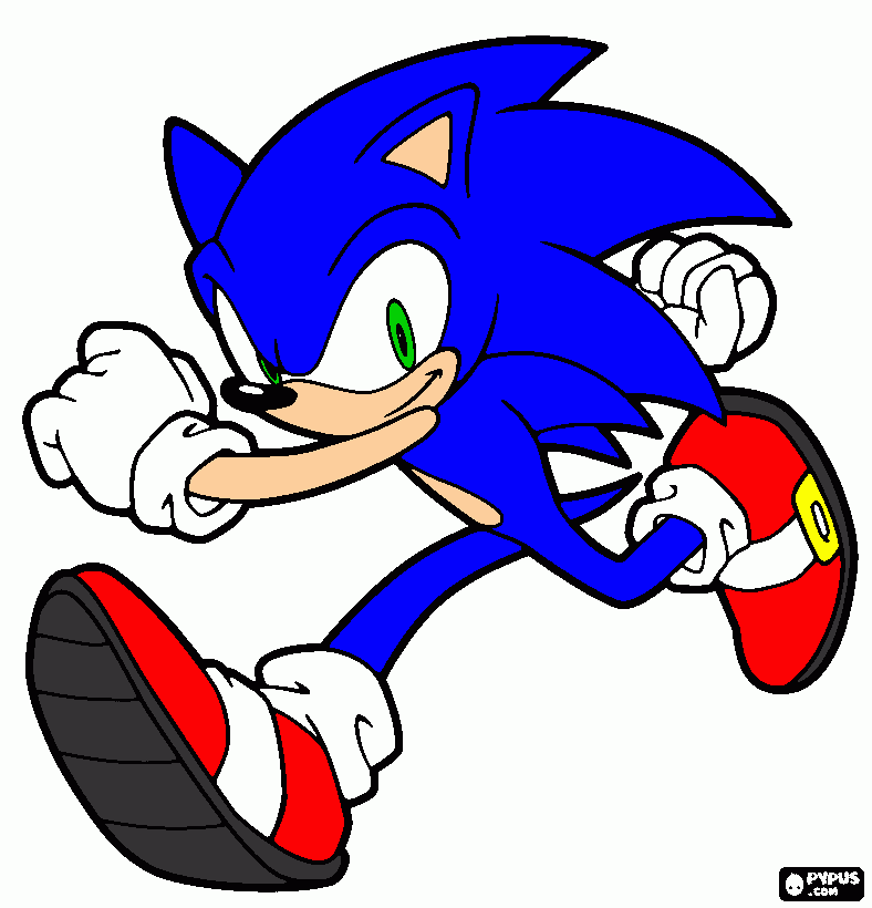 sonic running coloring page