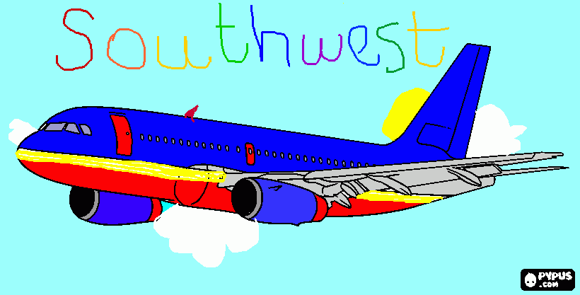 Southwest Airpl coloring page, printable Southwest Airpl