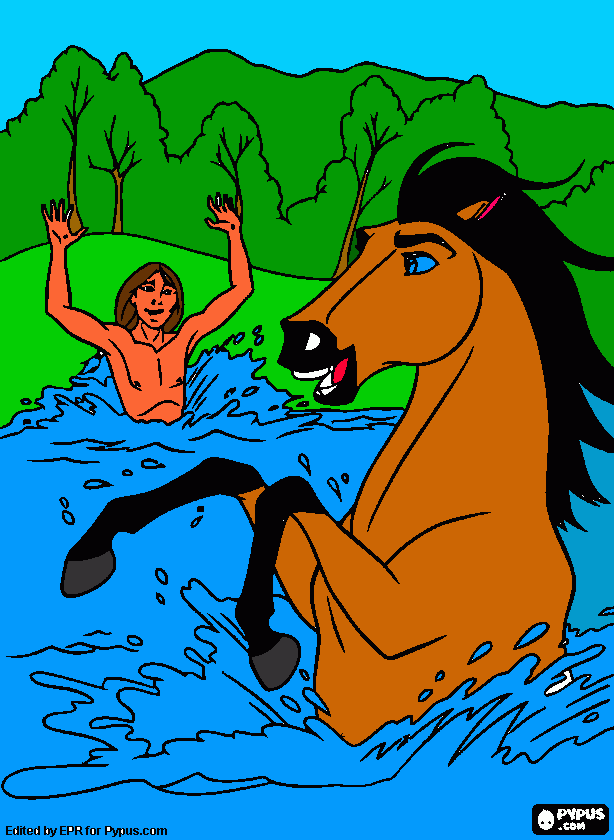 spirit and little creek coloring page