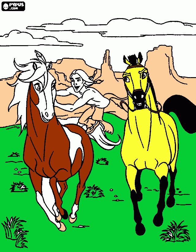 Spirit, Rain, and Little Creek coloring page