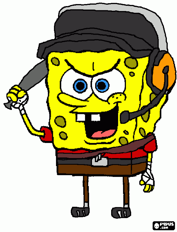 Spongebob as Scout (TF2) coloring page