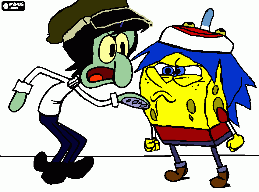 Spongebob/Gorillaz On Melancholy Hill coloring page