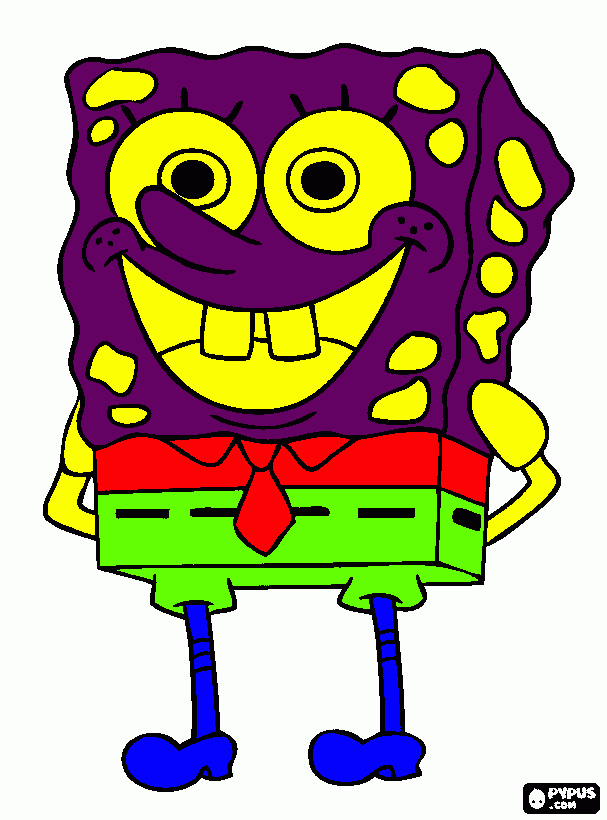 SpongeBob is the hero of the adventures in Bikini Bottom  coloring page