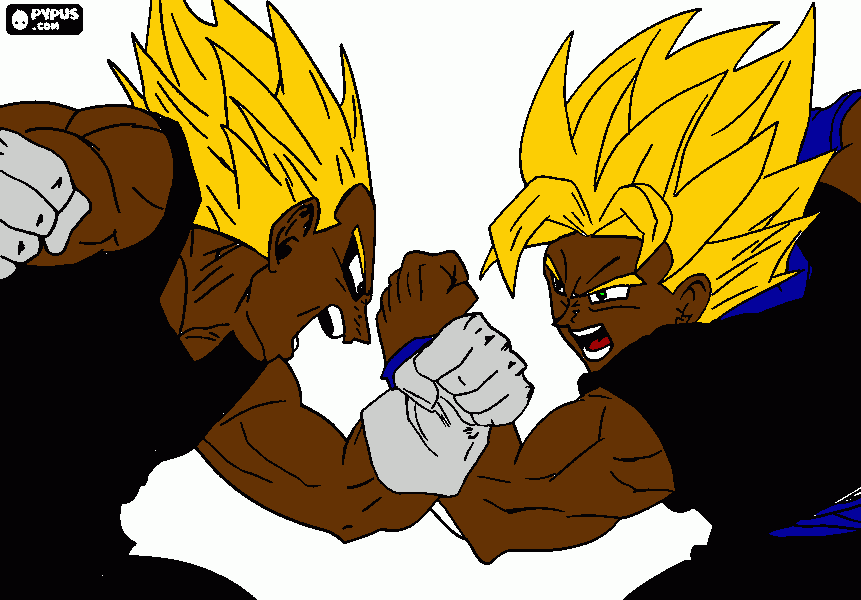SSj Dapzero vs. Majin Vegeta coloring page