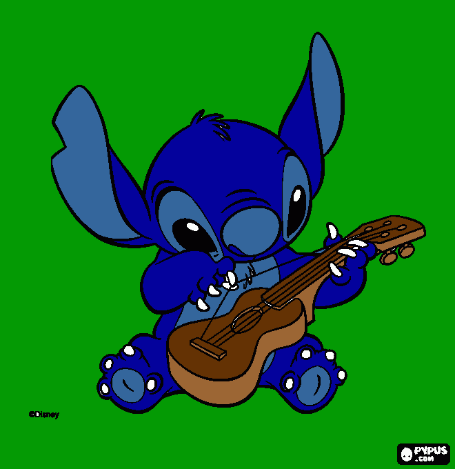 Stitch Playing The Ukulele coloring page