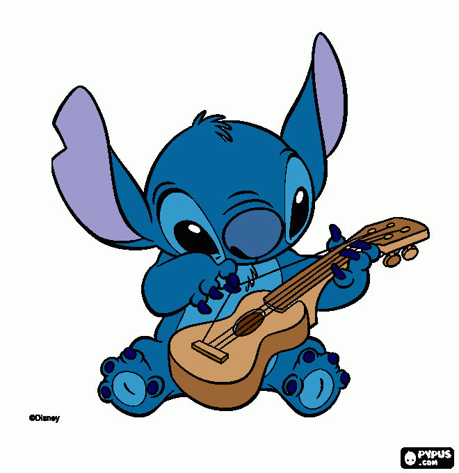 stitch w uke coloring page