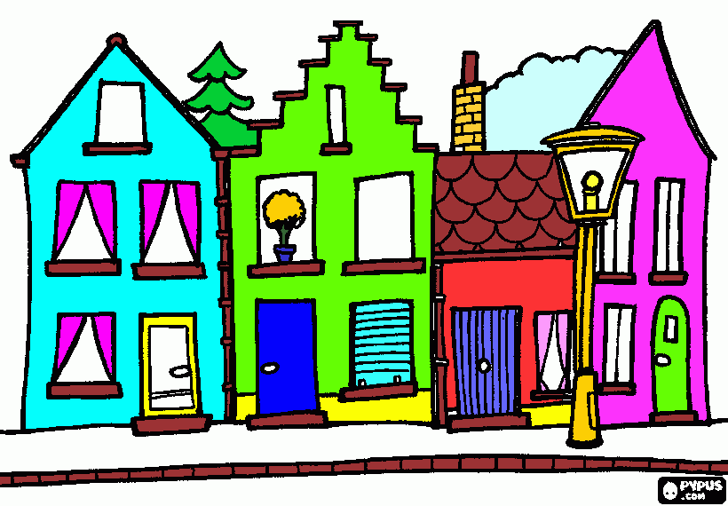 street coloring page, printable street