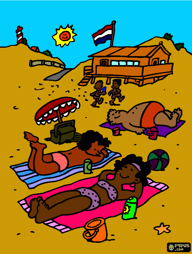 summer beach time coloring page