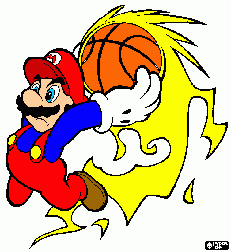 Super Mario Hoops coloring page