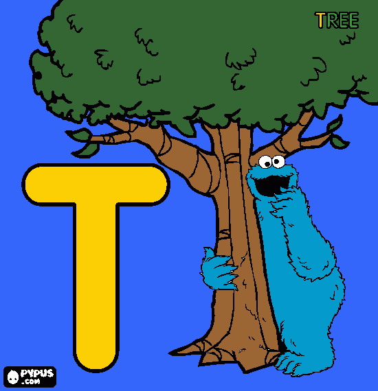 T is for Tree coloring page