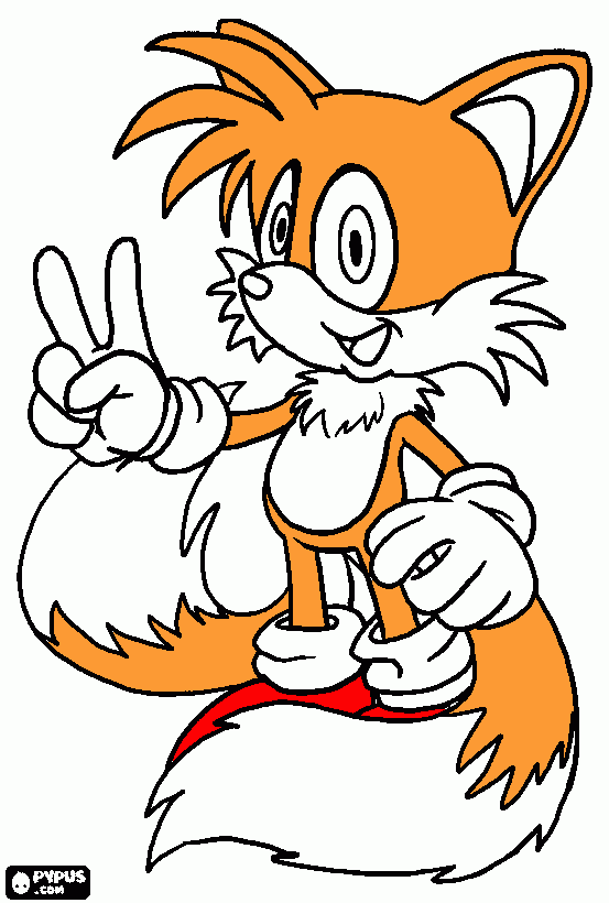 tails the fox coloring page