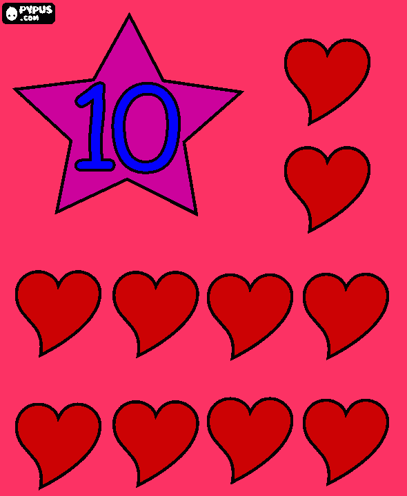ten heart coloring page