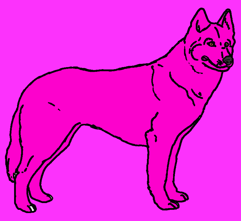 the dog is a pink dog coloring page