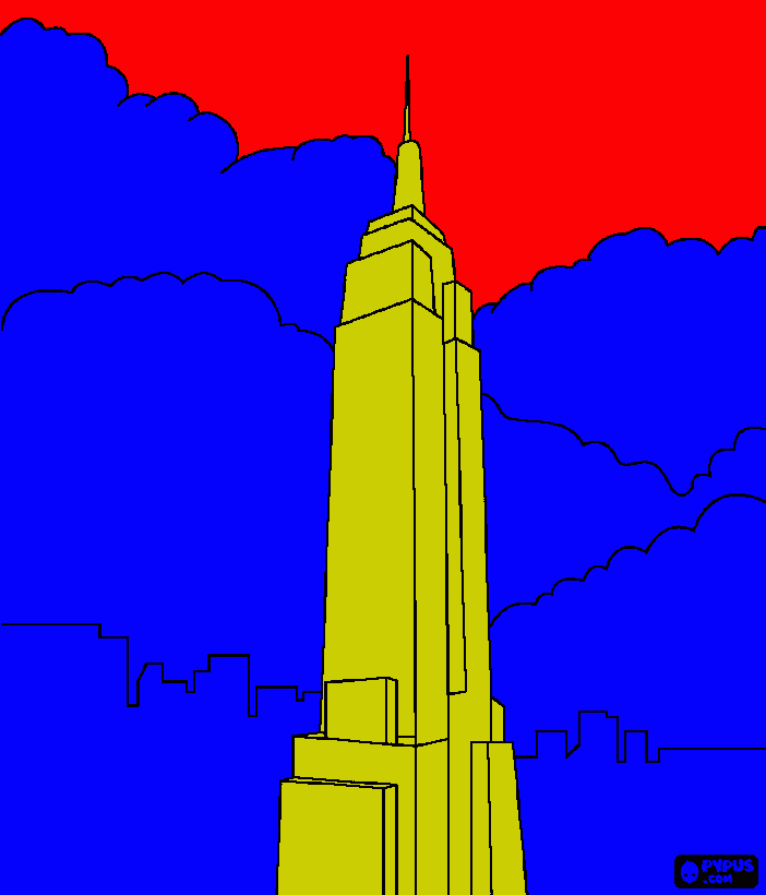The Empire State Building dominates the skyline of New York  coloring page