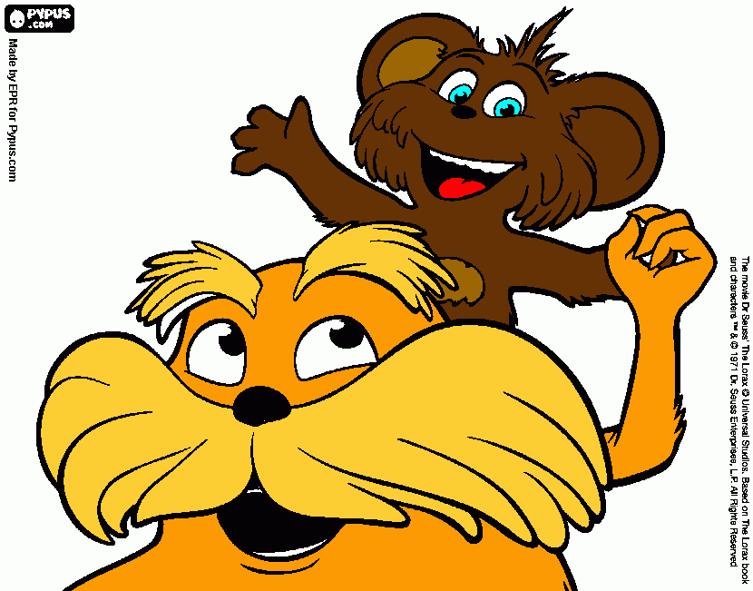 The Lorax with his friend Pip coloring page