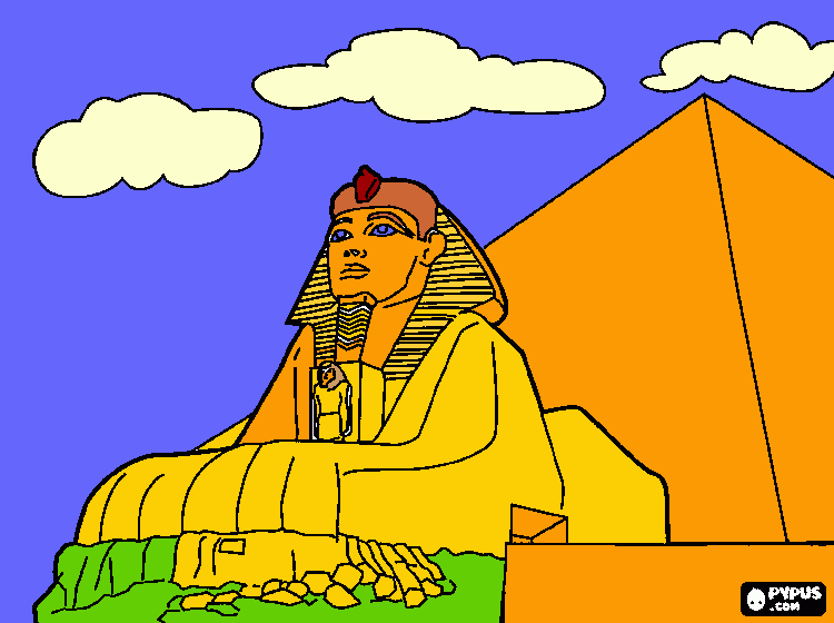 The Sphinx and the pyramids in Africa coloring page