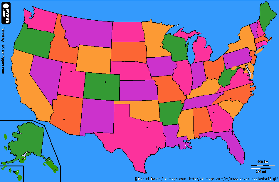 The United States of America: map coloring page
