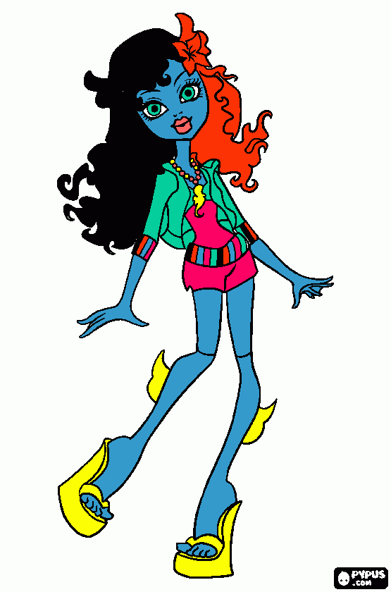 This is a sea monster and a skeleton mixed together. I was going to name her Swim Bones. coloring page