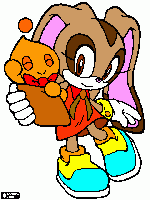 this is my character Amazonas the rabbit with Naranja the Chao coloring page