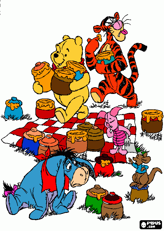 tigger pooh piglet roo eeyore coloring page