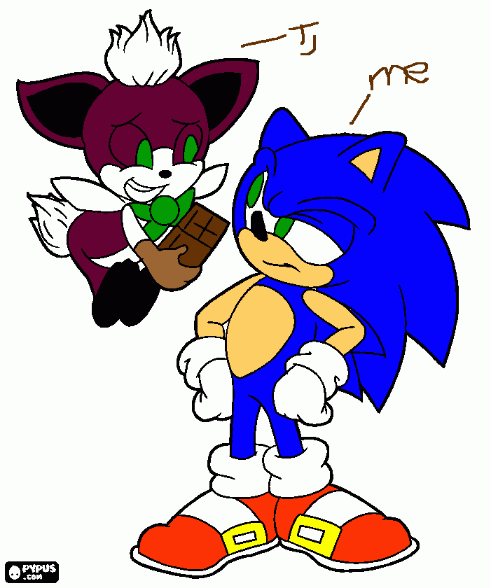 Tj and choclate coloring page