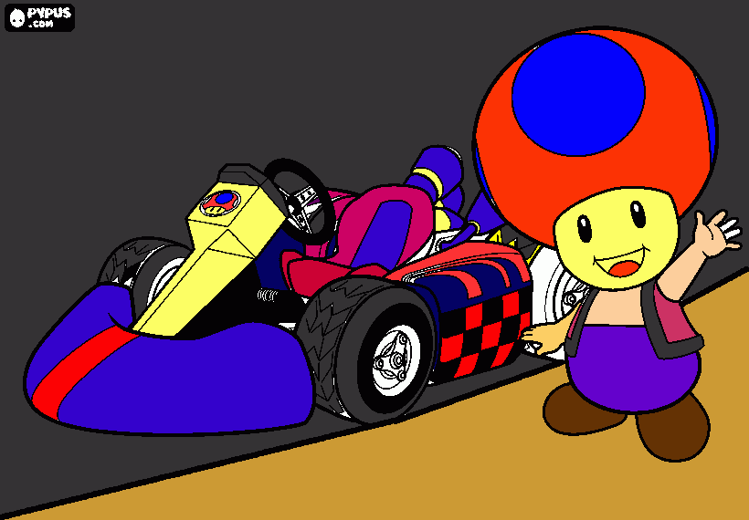 toadkart 8 coloring page