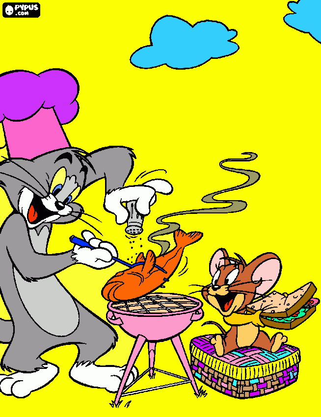 Tom And Jerry Barbeque coloring page