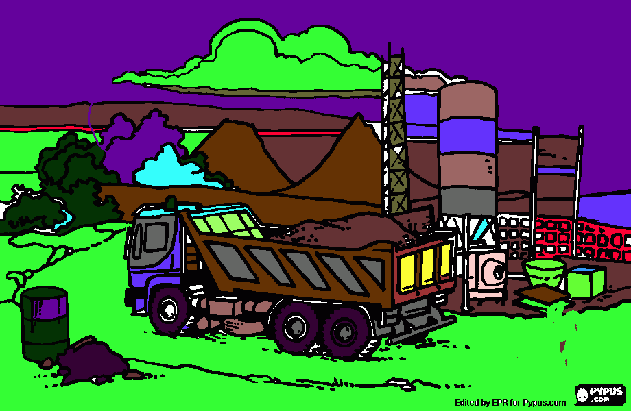 truck-carrying-debris coloring page