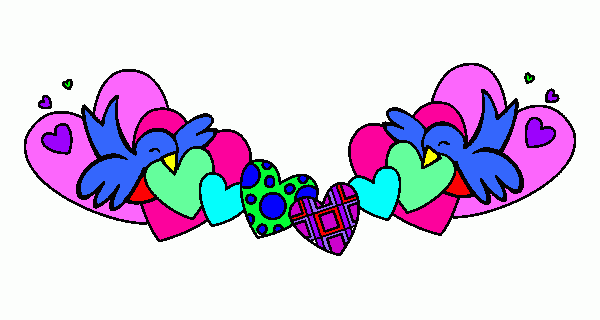 two birds with many hearts coloring page