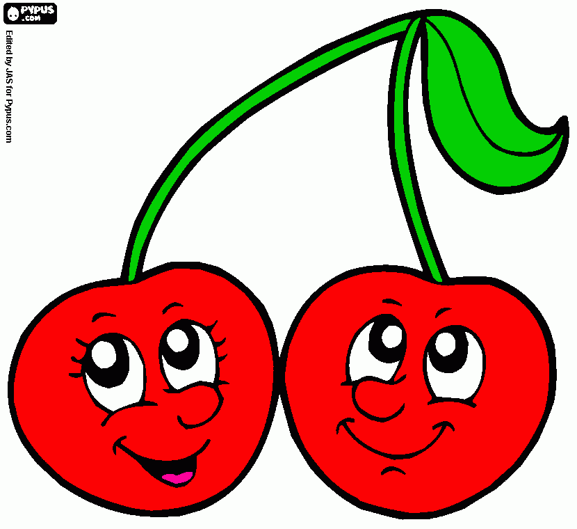 two cherry's coloring page