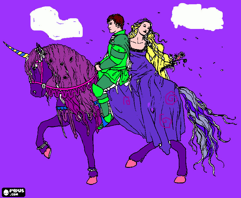 unicorn and princess coloring page